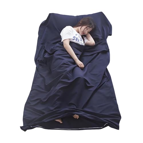 Xynovate Hüttenschlafsack aus Baumwolle, 2in1 Hüttenschlafsack Ultra leicht mit Reißverschluss, Dünner Reiseschlafsack für Backpacking und Berghütten
