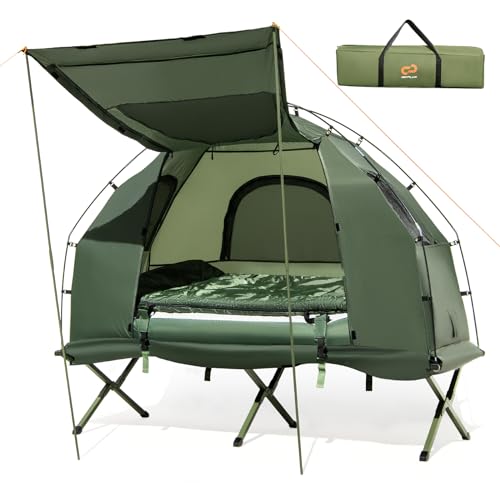 Bequemes Camping-Zeltbett mit Luftmatratze und Schlafsack, perfekt für den nächsten Ausflug
