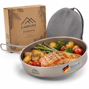 Titan Camping-Pfanne für Outdoor, Trekking und Bushcraft - Ultraleichtes Campingkochgeschirr aus Titan