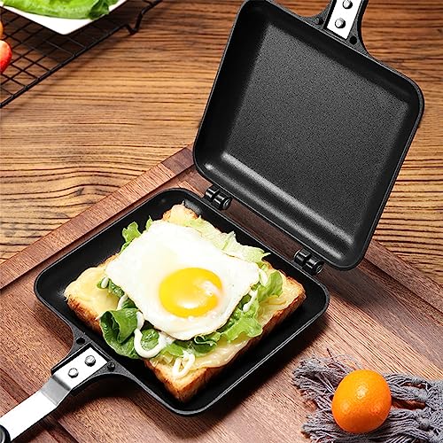Doppelseitige Bratpfanne mit Antihaftbeschichtung, ideal für Sandwiches, Waffeln und Steak. Perfekt für Frühstück und Camping.
