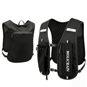 MOLICRAIN Verstellbare Laufweste für Damen und Herren, Leichter & Atmungsaktiver Laufrucksack, Reflektierend Trinkweste Laufen, 5-Liter-Trinkrucksack für Wandern, Radfahren und Marathon