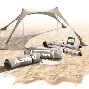 Strandzelt mit UV-Schutz UPF 50+, windstabil und leicht, perfekt für Strandbesuche und Familienausflüge.