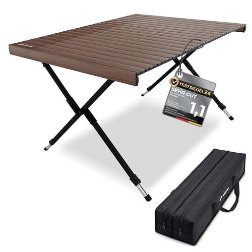 Campingtisch mit klappen und Höhenverstellung, Faltbarer Outdoor Tisch & Picknicktisch aus Aluminium für Camping und Gartentisch