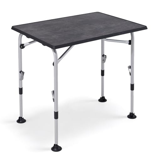 Westfield Outdoors Campingtisch Klappbar Höhenverstellbar, stabiler Gartentisch mit Breiten Standfüßen für Camping, Wohnwagen & Terrasse, Falttisch 80x60cm, Grau