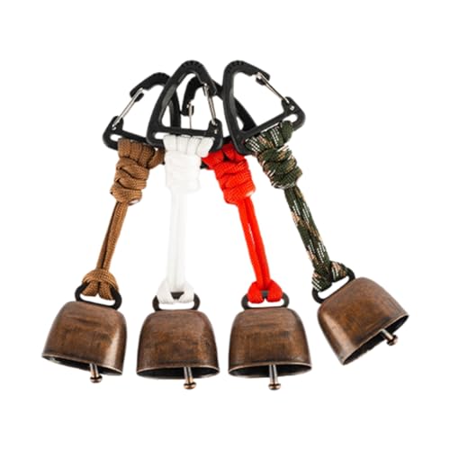 Bärenabwehr, 4-teiliges Glockenset im Retro-Stil, Mini-Kuhglocken für Outdoor-Wanderungen und Rucksackanhänger