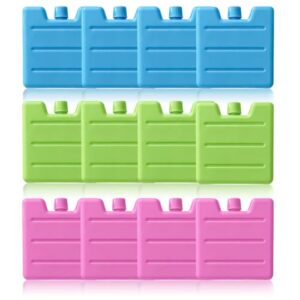 12 Stück Mini Kühlakkus in drei Farben: blau, pink und türkis. Kompakte Kühlakkus für jede Gelegenheit, ideal für Picknick, Camping, Angeln, Wandern, Schulessen, Büro-Mittagessen und Ferienreisen.