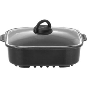 Brunner Bräter Kasserole Devil Square Pan Outdoor Camping Bratpfanne Deckel Alu, robuste Konstruktion und Antihaft-Beschichtung für den Einsatz bei Devil Gaskochern, aus hochwertigen Materialien gefertigt wie Aluminium, Glas und Kunststoff