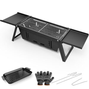 Tragbarer kleiner Holzkohlegrill für Camping, Garten & Reise mit 3-stufiger Hitze und klappbarem Design