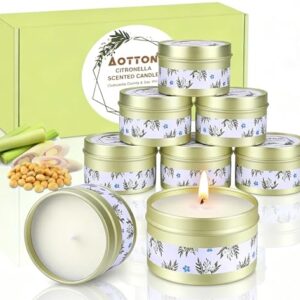Citronella-Kerzen aus natürlichen Sojawachs für Picknick, Camping, Garten und Terrasse - lange Brenndauer von bis zu 120-160 Stunden - Duftkerze mit Zitronen-, Lemongrass-Duft - geeignet für Menschen mit Allergien oder Asthma