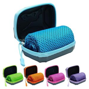 5 Pack Kühltuch Mit Aufbewahrungsbox, 30x80 cm Kühlendes Handtuch für den Nacken, Cooling Towel, Schnelltrocknende Kühlhandtuch für Sommer, Sport, Fitnessstudio, Gym, Golf
