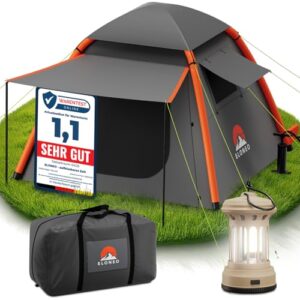 ELONEO aufblasbares Zelt für 2-4 Personen mit Vordach und Luftpumpe, Camping-Zelt wasserdicht, Luftzelt Ultraleicht, Inflatable-Tent, Glamping-Zelt mit gratis LED-Licht