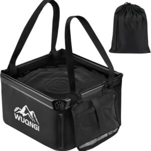 Faltbare Spülschüssel Camping, 15 Liter, groß, faltbar, Outdoor-Waschschüssel mit Aufbewahrungstasche und Extra-Staufach