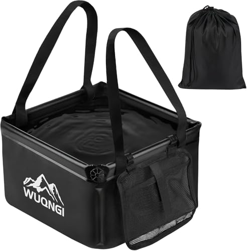 Faltbare Spülschüssel Camping, 15 Liter, groß, faltbar, Outdoor-Waschschüssel mit Aufbewahrungstasche und Extra-Staufach