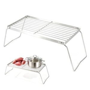 Klappbarer Grillrost aus Edelstahl 30 x 16 cm für Camping und Outdoor-Kochen, Faltbarer Grillrost für Feuerschale und Picknick.