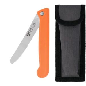 GRÄWE Klappmesser mit Wellenschliff, Frühstücksmesser, Brötchenmesser, Tomatenmesser, Klein, Klappbar mit Liner Lock Mechanik, Scharf, Brotzeitmesser aus Spezialstahl mit Etui