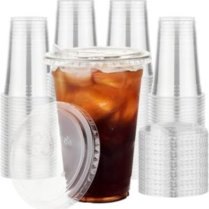 Wiederverwendbare Plastikbecher mit Deckel und Loch für Kaffee, Smoothie und andere Getränke