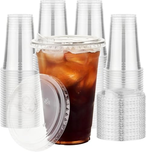 Wiederverwendbare Plastikbecher mit Deckel und Loch für Kaffee, Smoothie und andere Getränke