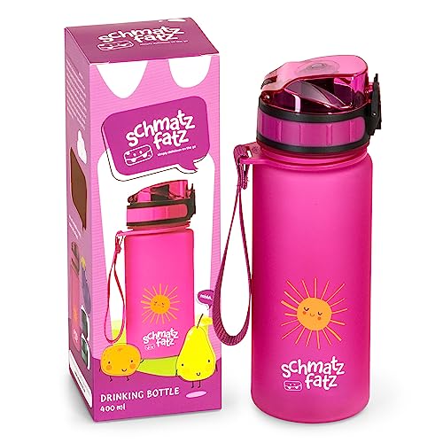 Schmatzfatz Kinder Trinkflasche 400ml, Sport für Schule und Kindergarten, BPA-frei und umweltfreundlich