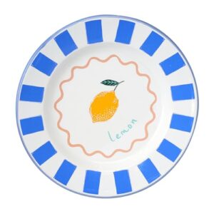 Handgefertigter Emaille-Essteller mit Zitronendesign, ideal für Outdoor-Dining und Sommer-Tischgeschirr