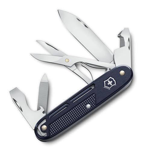 Victorinox Synergie X Alox Taschenmesser - Multifunktionales Edelstahl-Messer für Alltag, Arbeit und Outdoor mit Schere und Trageclip in dunkelblauer Farbe