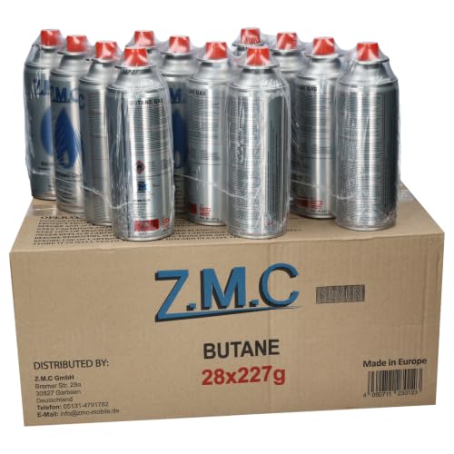 Z.M.C. 28x Butan Gaskartuschen 227g MSF-1a - Campinggas mit Bajonett Ventil für Campingkocher, Gasheizung und weitere Anwendungen
