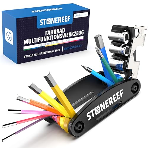 Fahrrad Multitool mit 16 Werkzeugen, Chrom-Vanadium-Stahl, ideal für Reparaturen unterwegs