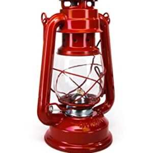 Campfrei Petroleumlampe 30 cm Rot Pulverbeschichtet, Glas, Sturmlaterne für Camping und Zelturlaub