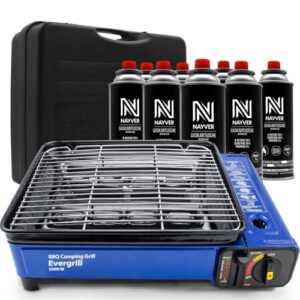 Camping-Gasgrill Evergrill mit 8 Gaskartuschen, leistungsstarker und präziser Camping Gasgrill für unterwegs saftiges BBQ Barbeque