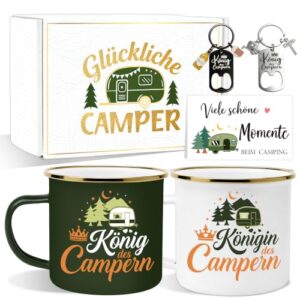Camping Geschenk Set für Paare, Camping Tasse Becher zum Campen, Ausrüstung Geschenke für Camper. Das perfekte Geschenkset für Campingliebhaber