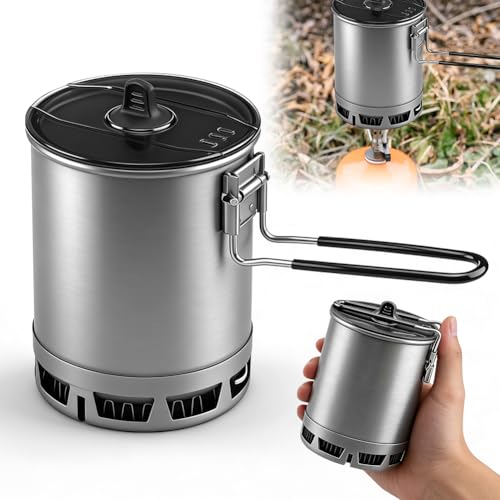Ultraleichter Camping Kochtopf für Outdoor Gaskocher, faltbar mit Wärmetauscher und hoher Effizienz