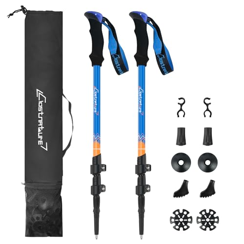 Zwei Wanderstöcke aus Aluminium für Trekking und Wandern, teleskopartige Stöcke für Damen und Herren mit 58-135cm Länge, leicht und praktisch für Trekkingtouren