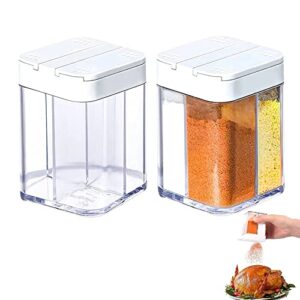 4 in 1 Gewürzstreuer, Reisegewürzstreuer, Camping-Gewürzstreuer für Salz, Pfeffer, Zucker und andere Gewürze mit Aufbewahrungsfächern aus ABS+PS-Material