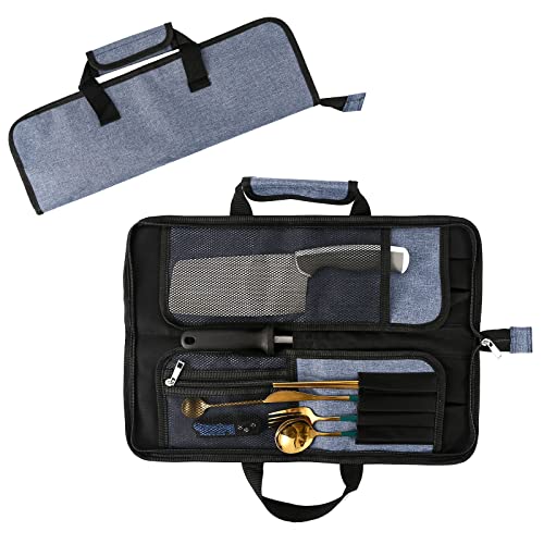 Kochmessertasche mit 13 Schlitzen, Heavy Duty Oxford Messer Tasche, Kochutensilien-Rucksack für Reisen und Camping