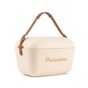 Kreher Kühlbox, passive Kühltasche mit Retro Vintage Design aus Kunststoff und polystyrol Isolierung in Cream Gold Farbe, 20 Liter Fassungsvermögen