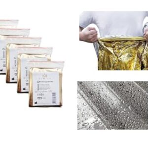 Lauroo Notfall-Rettungsdecke - 160x210 cm Gold/Silber - Wärmefolie für Erste Hilfe, Sonnenschutz, Survival, Camping und Outdoor-Aktivitäten - wind- und wasserfest, einzigartige Schutzeigenschaften