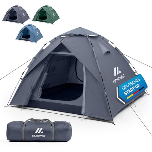 Nordmut Pop-Up Zelt mit 2-4 Personen für blitzschnellen Aufbau, wasserdicht und UV-Schutz, Campingzelt mit hervorragender Luftzirkulation