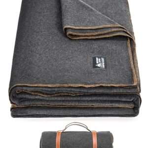 Wolldecke 80% Wolle, Camping und Reisebekleidung, warme Decke für Outdoor-Aktivitäten, Grau