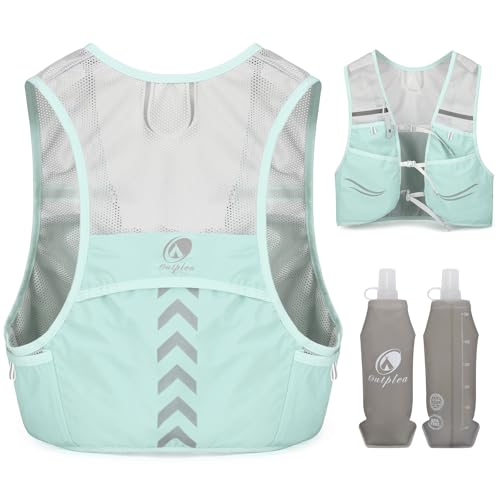 Laufweste mit zwei 500ml Wasserflaschen, Leicht Laufrucksack für Herren und Damen, Trinkrucksack für Tailrunning und Marathon