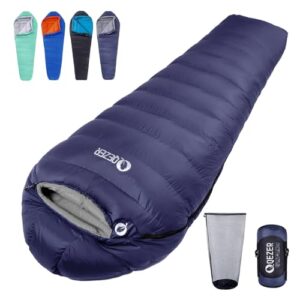 Daunenschlafsack für Camping und Outdoor-Aktivitäten, Winter-Daunen-Schlafsack für Erwachsene und Kinder, Blau