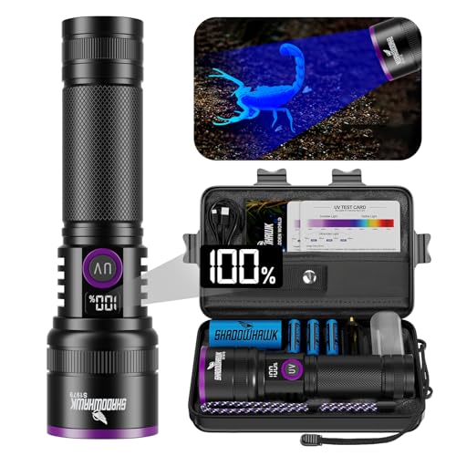 Professionelle Shadowhawk 365 nm UV Taschenlampe mit 30W Schwarzlicht, 4-Kern-Technologie und Filterlinse - ideal für Resin Härten, Geldscheinprüfung oder Bernstein
