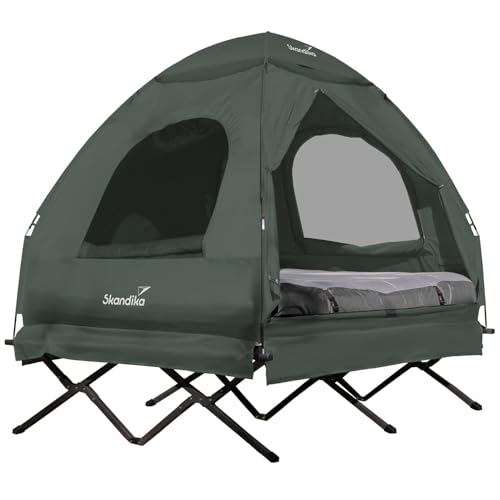 Zeltliege Haug für 2 Personen, erhöhtes Campingbett mit Luftmatratze und Kuppeldach, wasserdicht und stabil
