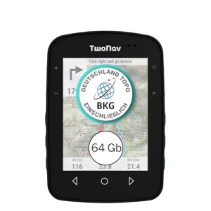 Ein Outdoor-GPS mit großem 3,7-Zoll-Breitbild für Bergtouren, Wanderungen, MTB-Fahrten und Radfahren mit einer Karte von Deutschland im Maßstab 1:25.000