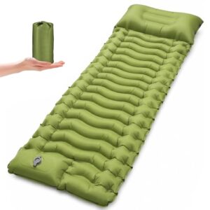 Ultraleichte Isomatte, Aufblasbare Schlafmatte für Camping und Outdoor-Aktivitäten, mit Integriertem Kissen und Fußpumpe.