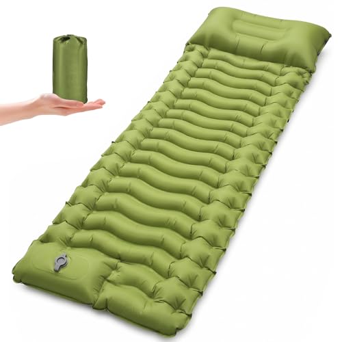 Ultraleichte Isomatte, Aufblasbare Schlafmatte für Camping und Outdoor-Aktivitäten, mit Integriertem Kissen und Fußpumpe.
