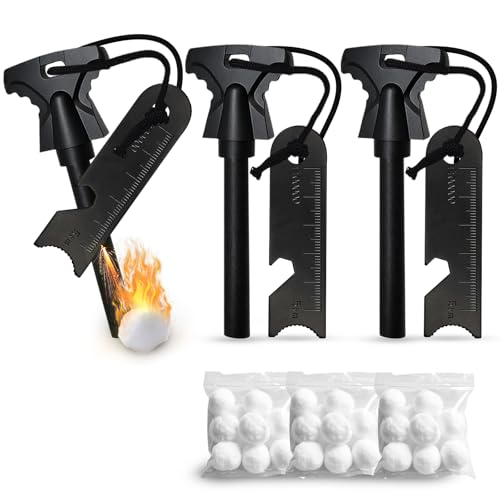 Ferrocerium Feuerstahl Vipuikos, 3 Stück, Notfall-Feuerzeug für Outdoor-Aktivitäten, Camping und Wandern