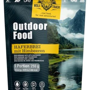 Haferbrei mit Himbeeren, gefriergetrocknetes Outdoor-Food für Camping und Trekking