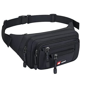 Wasserdichte Gürteltasche für Damen und Herren mit Reißverschluss, ideal für Reise, Wanderung und Outdoor-Aktivitäten Schwarz
