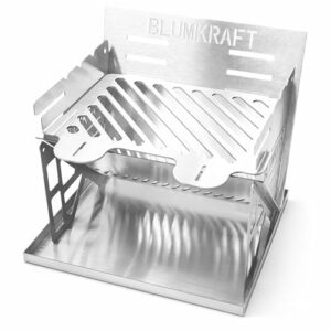 Faltbarer tragbarer Grill aus Edelstahl, ultrakompakter Holzkohlegrill für Camping, Wandern und Van Life, kleiner Edelstahlgrill für 1 oder 2 Personen