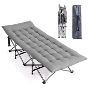 Klappbares Feldbett mit Matratze für Camping und Garten, stabiler X-Rahmen aus 25mm Vierkant-Stahlrohren, bequeme dick gepolsterte Matratze, wasserabweisendes 600D Oxford-Gewebe