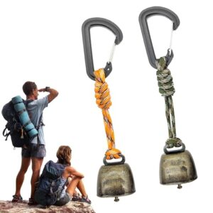Zwei Anti-Bär-Glocken von CHENNAN für Wandern und Outdoor-Aktivitäten, kleine robuste Glocken mit schwarzen und orangenen Seilen